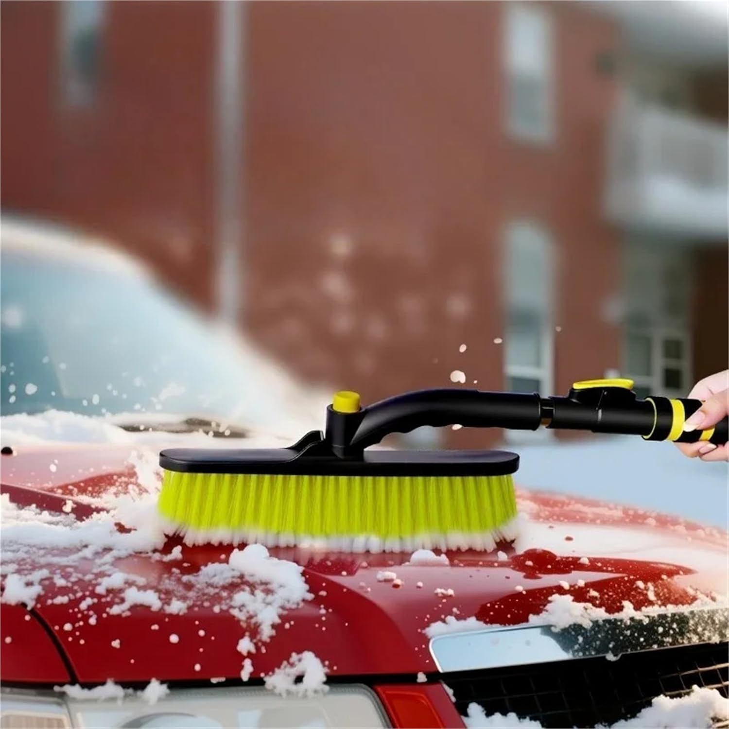 Extendable Heavy-Duty Snow Brush Ice Scraper Shovel with Foam Handle Auto Cleaning Remover