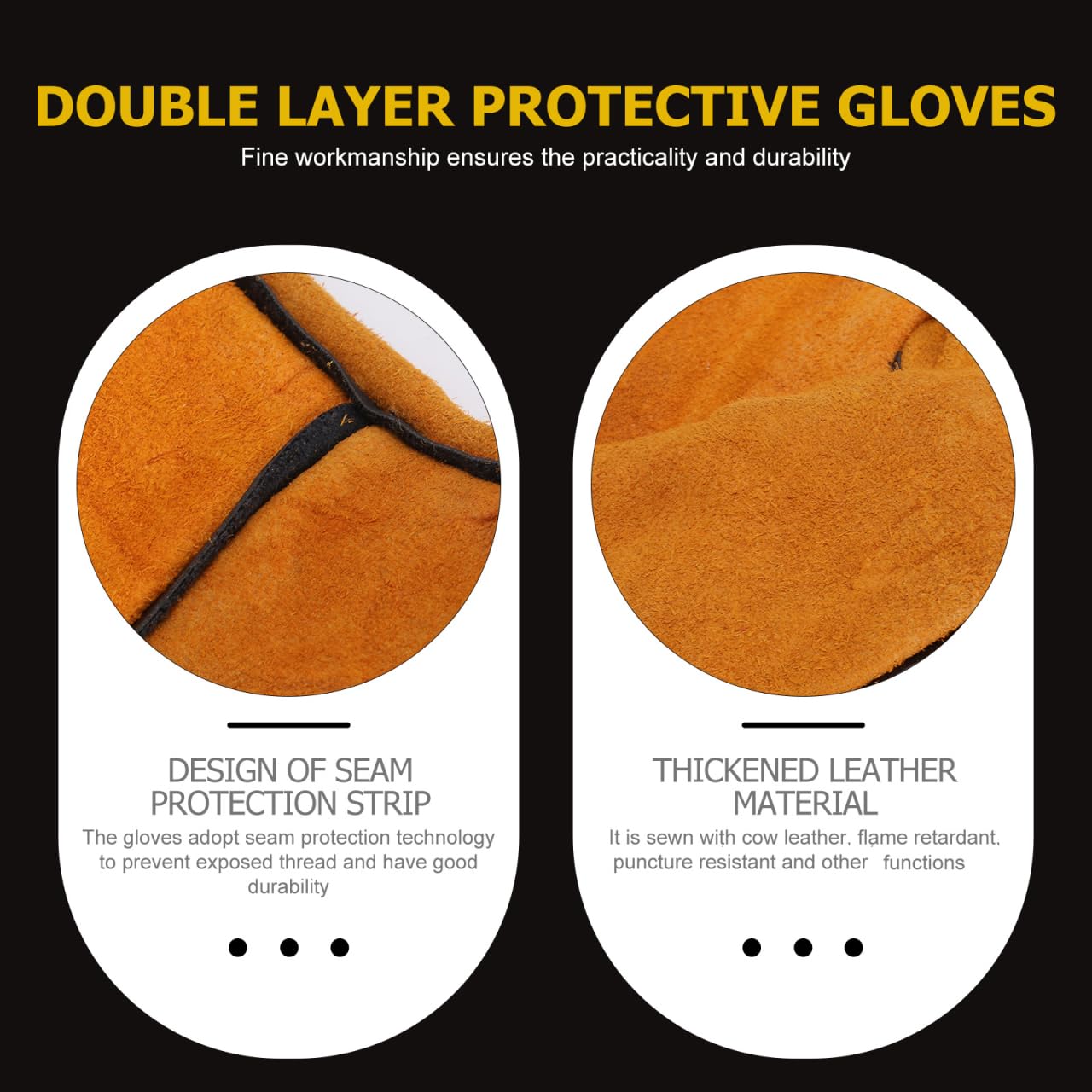 IWOWHERO Anti Bite Gloves for Pets Protective Training Gloves with Double-Layer Cowhide Skin Friendly and Bite Resistant 13.40 Inch for Safe Handling of Dogs Cats Birds and Reptiles - Image 4