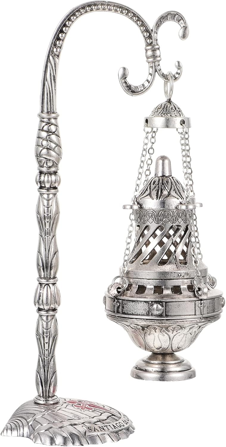 PRETYZOOM 1Pc Silver Charcoal Incense Burner Incense Christian Church Incense Holder Incense