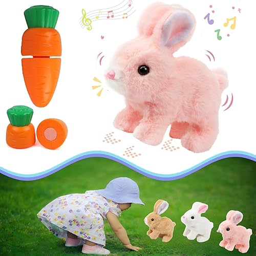 Miniatura 7 de Hopping Rabbit - Juguete electrónico interactivo de peluche para mascotas, juguete realista con sonidos, saltos, orejas contracturadas, regalo