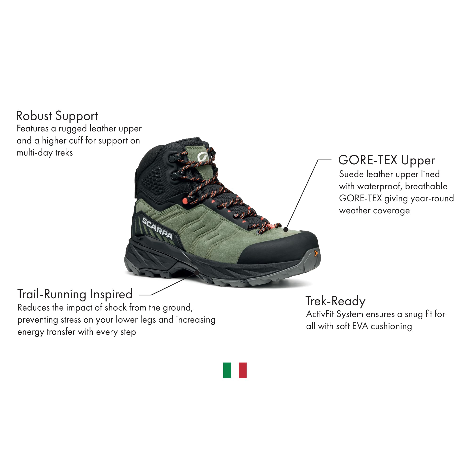 SCARPA Women's Rush TRK GTX Waterproof Gore-Tex Lightweight Hiking Boots - Birch/Flamingo - 8 Women/7 Men