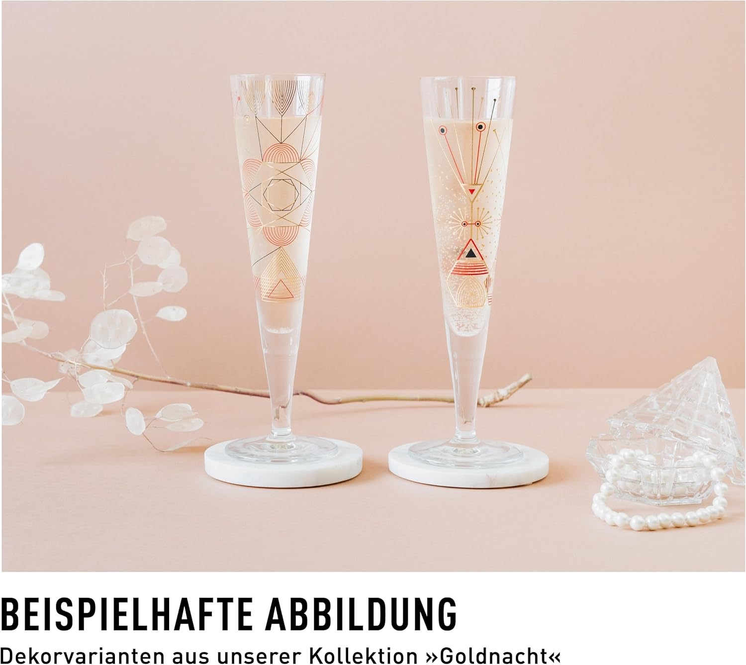 RITZENHOFF Goldnacht No. 44 1071044 Champagne Glass 200 ml Designer Piece with Real Gold Made in Germany Gold