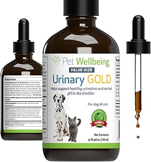 Pet Wellbeing Urinary Gold for Dogs & Cats - Vet-Formulated - Urinary Tract Health, UTI & Bladder Infection, Normal Urine pH - Natural Herbal Supplement 4 oz (118ml)