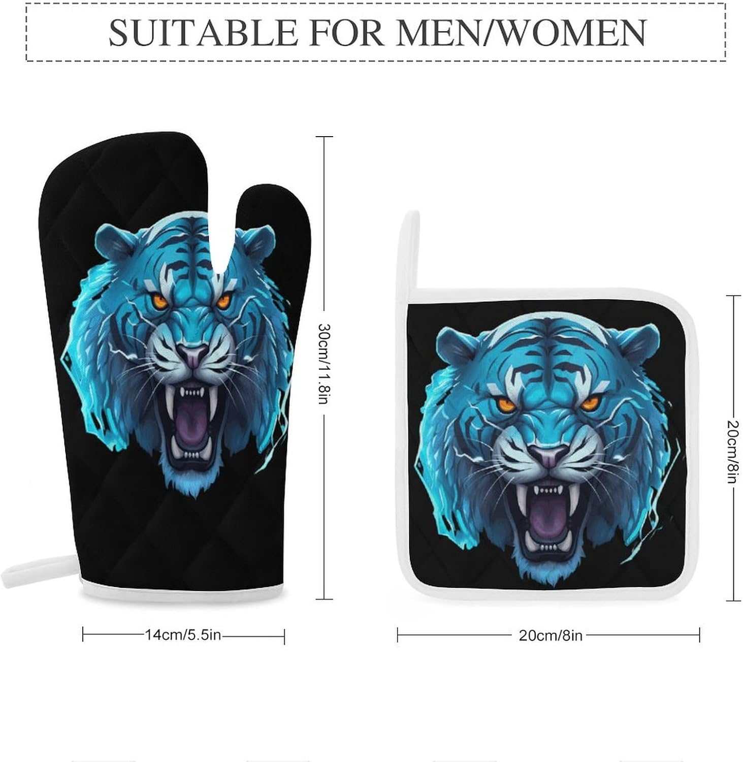 Tiger-1 4 Pcs Oven Mitts and Pot Holders Set High Heat Resistant Long Kitchen Oven Glove Potholders