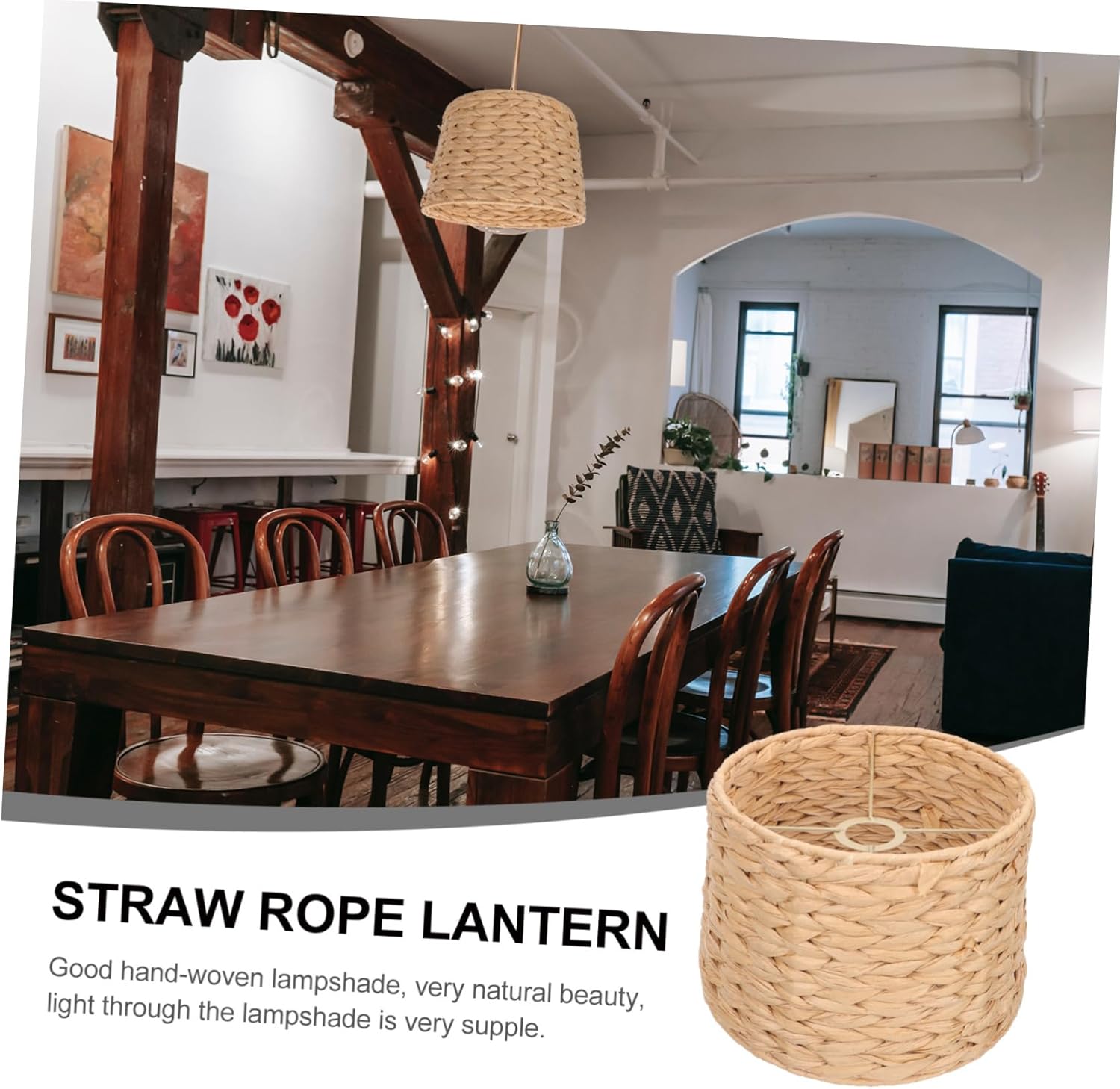 Creative Woven Paper String Ceiling Lamp Shade for Hanging Lights Decorative Boho Light Cover for Home Party and Dining Easy to Install and Suitable for Various Ceiling Fixtures