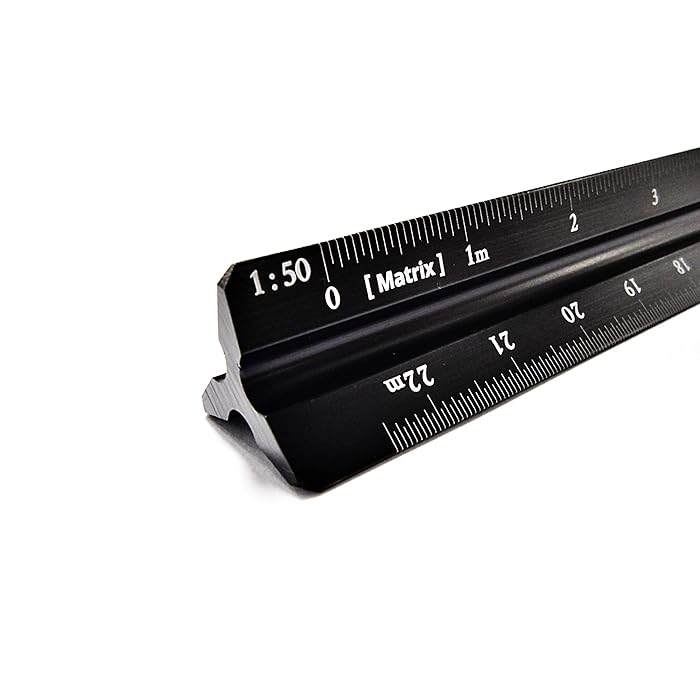 Buy Metal Scale Ruler for Architects & Engineers, Matrix 30cm Black Triangular Scale Ruler