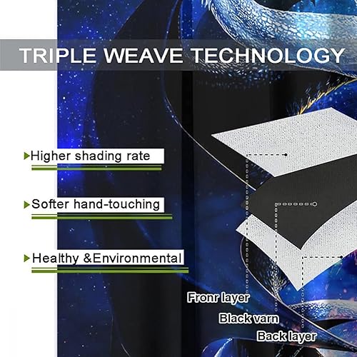 Miniatura 7 de INSFBRB Cortinas frescas japonesas de dragón para dormitorio - Fantasía galaxia nube negra blanca dragón Yin Yang cortinas para ventana, cortinas