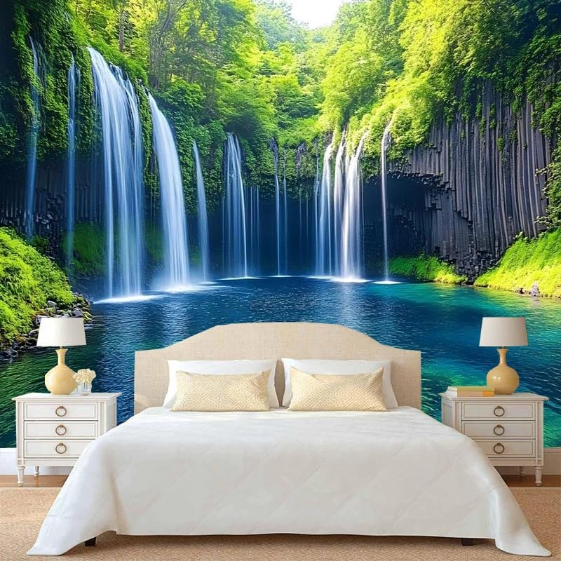 FENDROM Nature Waterfall Tapestry, Majestic Waterfall Landscape Through a Window Imaginary Secret Paradise Print - Image 3