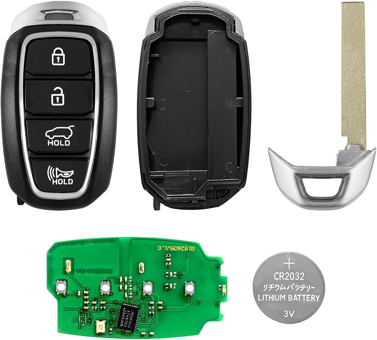 Replacement for Hyundai Kona Key Fob Remote Control 2019 2020 4 Buttons 434MHz TQ8-FOB-4F19,Black