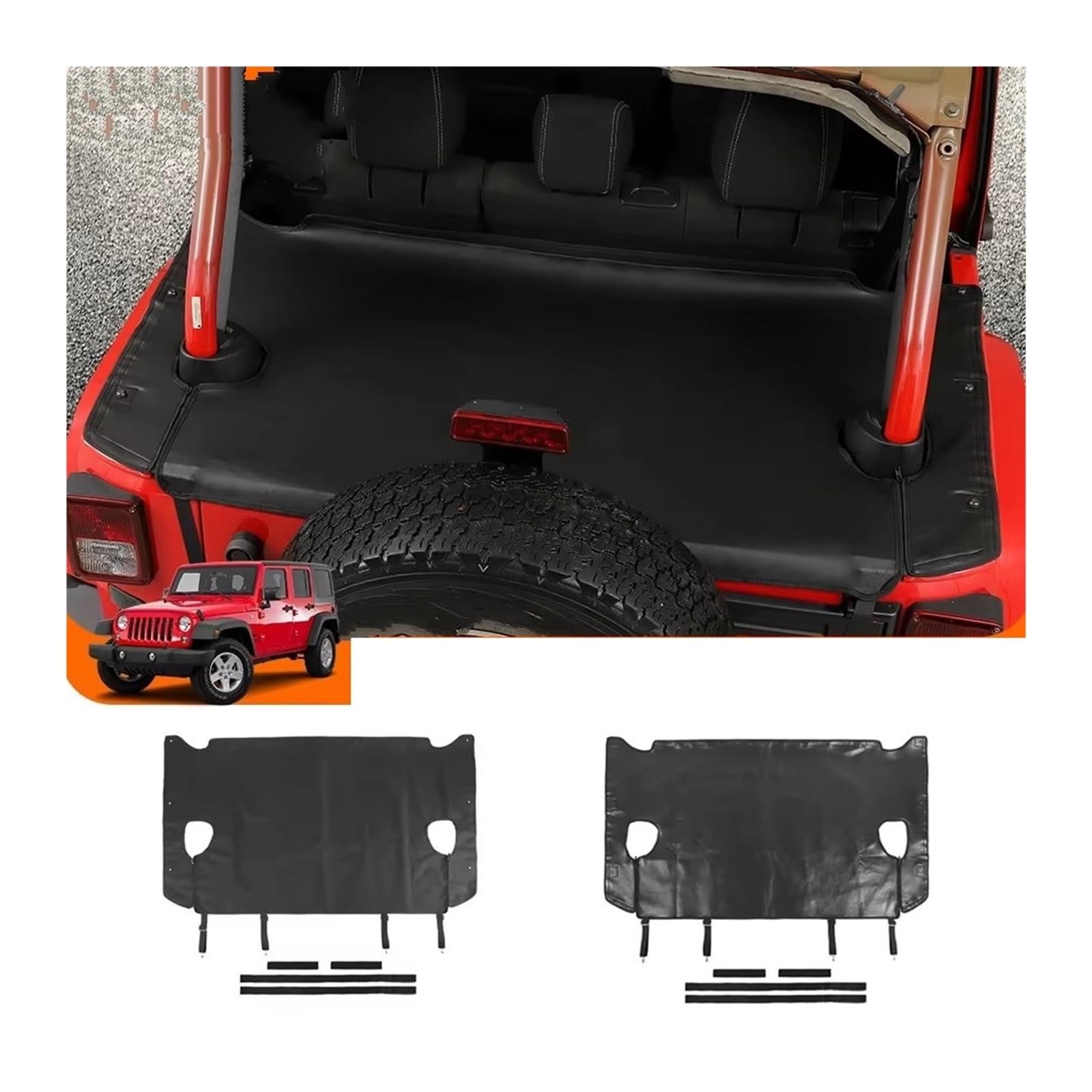 Kofferraum Abdeckung Leder/Oxford Für Jeep Für Wrangler JK 2007–2017 4-Türer Stoff Kofferraum-Isolationsabdeckung Haustiermatte Laderaumabdeckung(Oxford Cloth)