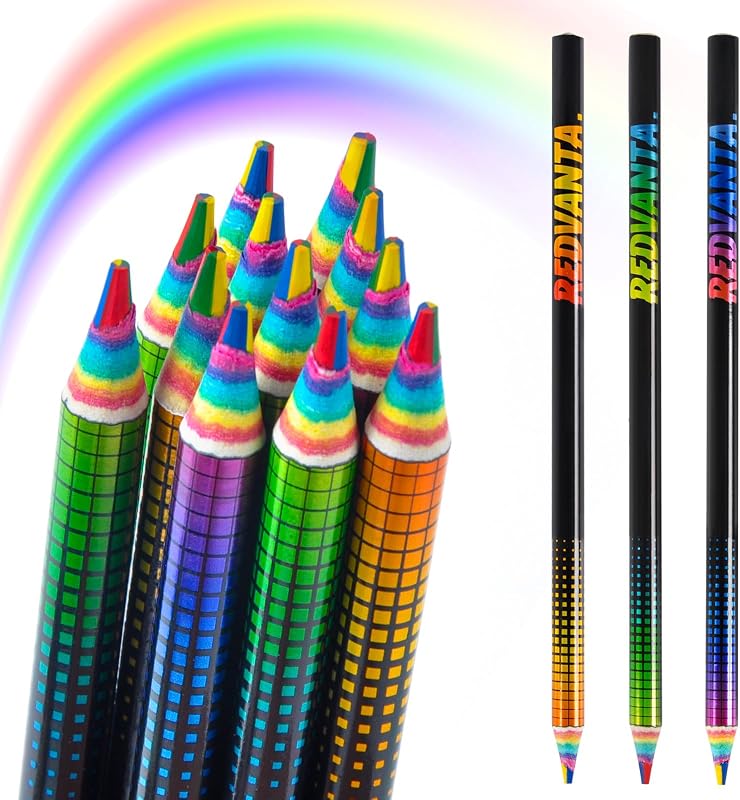 Rainbow Colored Pencils, Back to School Supplies, 12 Count | Pre-Sharpened Multicolor Pencils for Kids Adults, Drawing Art Supplies Coloring Books, Classroom Goody Bag Party Favor Gifts