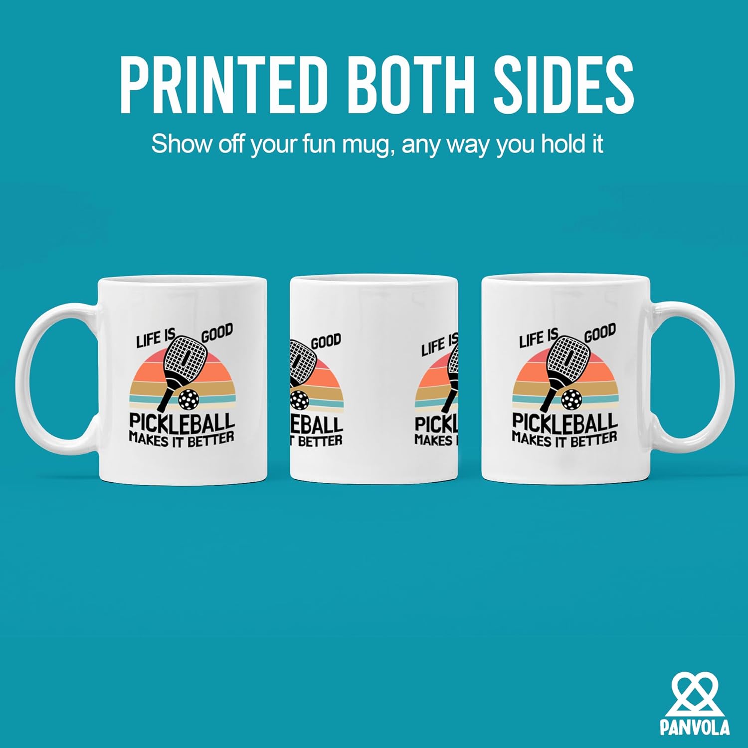 Panvola Life Pickleball Makes it Better Pickleball Gifts Sports Player Dad Mom Uncle Aunt Boyfriend Girlfriend Coach Gifts Novelty Drinkware Ceramic Mug 11 oz White - Image 4