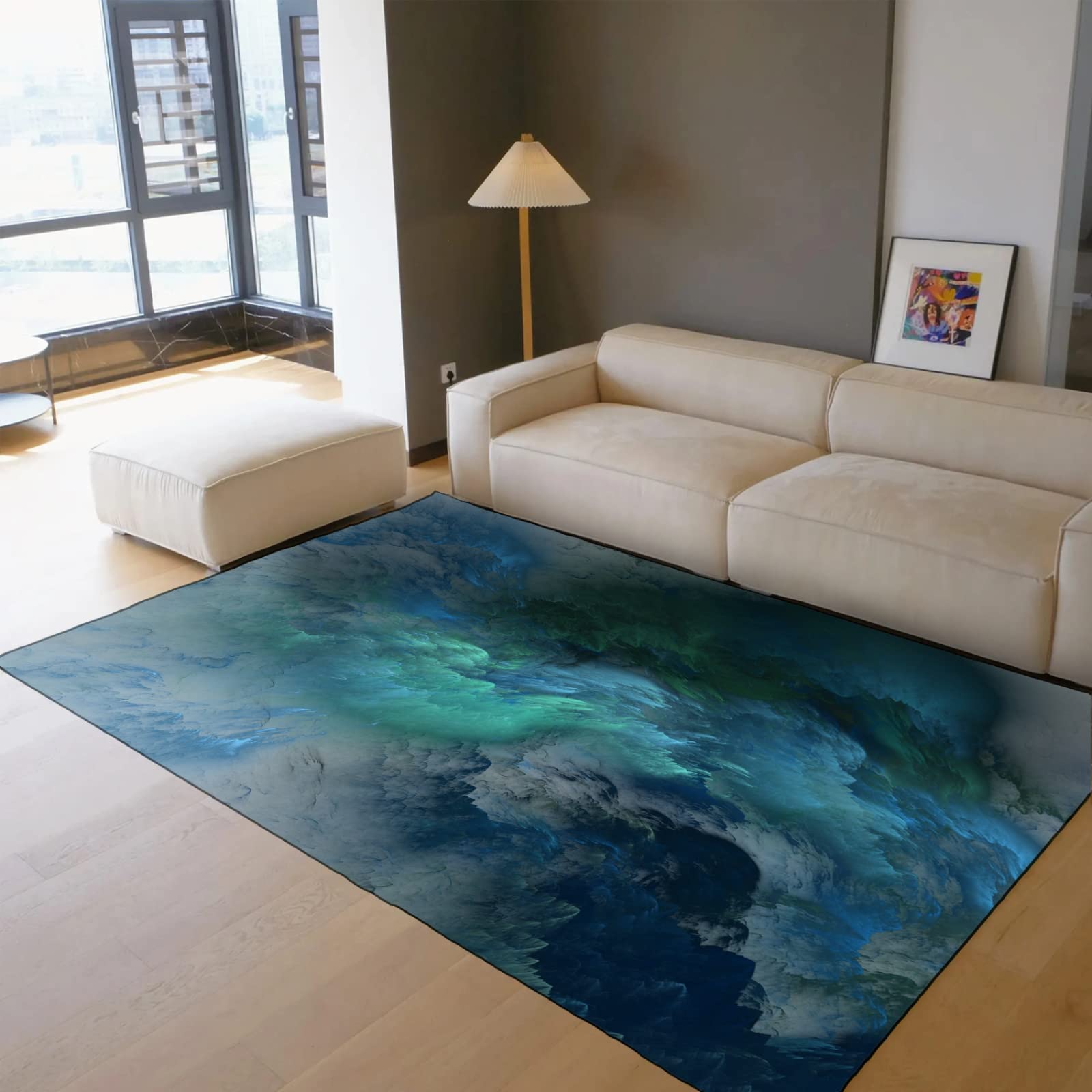 Niebieskie i zielone dywaniki puszyste natura chmura wzór dywan antypoślizgowy spód dywany do salonu sypialni jadalni domu biura obszar dywan 142 cm x 20 cm
