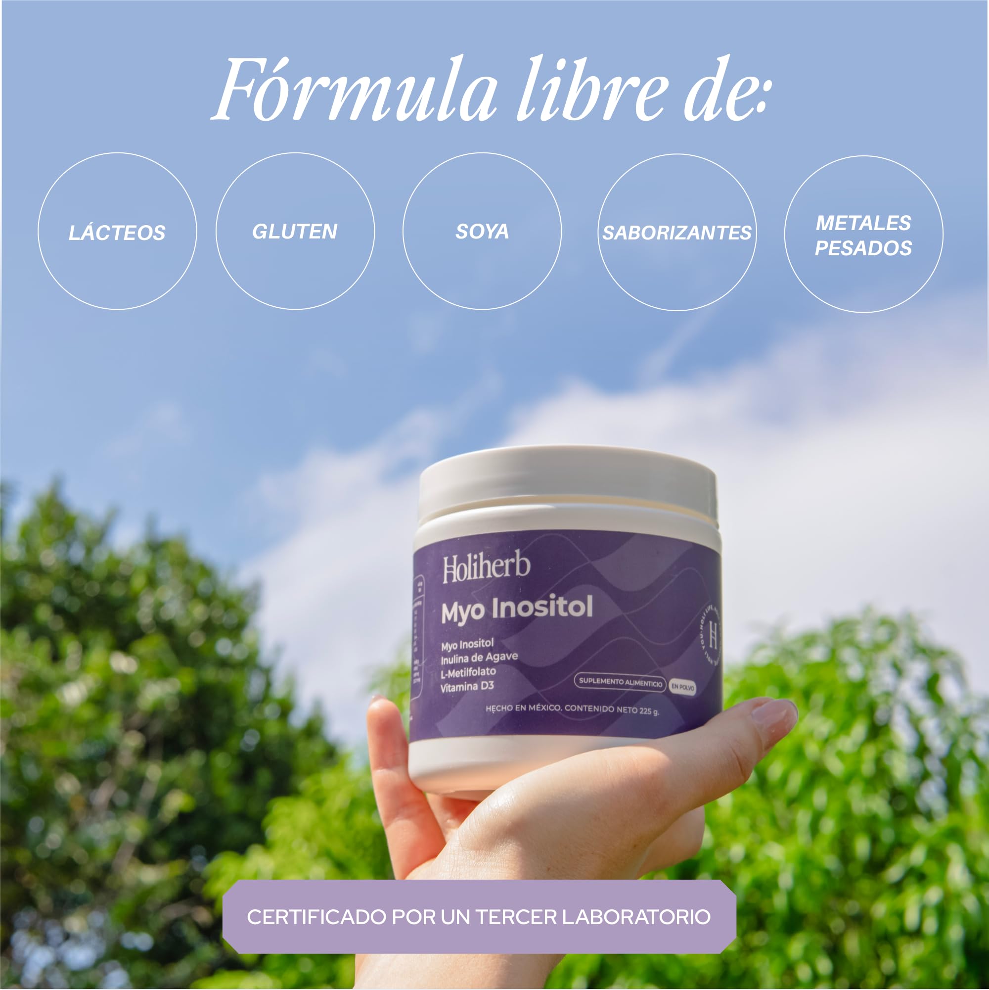 Holiherb Myo Inositol (4g) + Metil Folato Suplemento en Polvo | 45 porciones