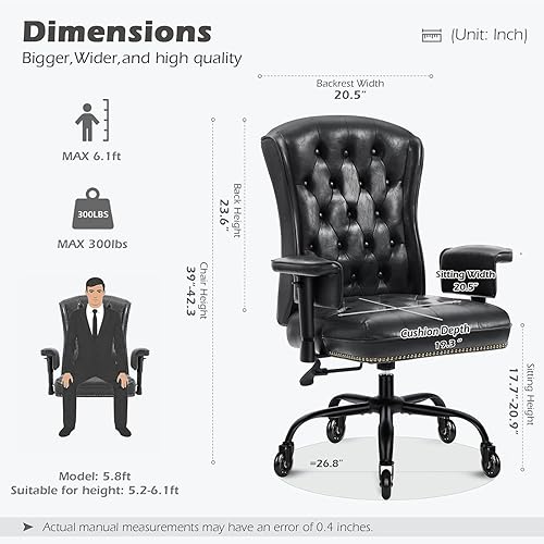 Miniatura 5 de YAMASORO Silla de oficina ejecutiva ergonómica con brazos ajustables, sillas de escritorio de oficina en casa para el hogar y la oficina, silla de