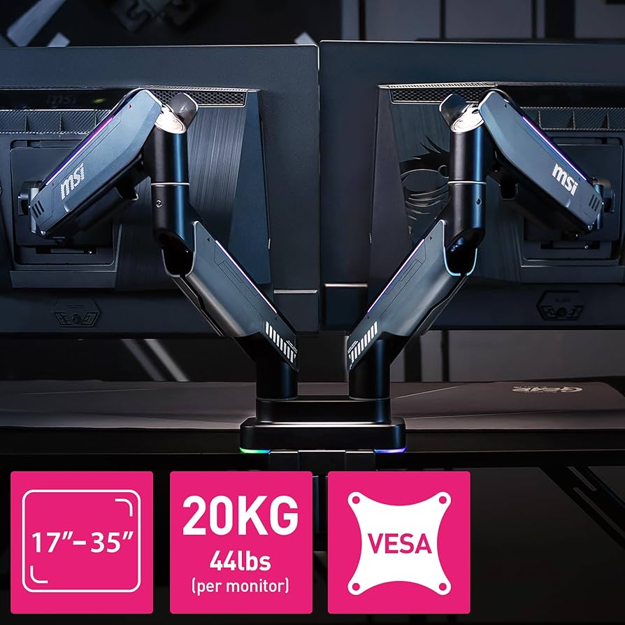 MSI MPG MT201DR RGBモニターアーム ＋おまけの保護プレート付き Amazon.com: MSI MPG MT201DR - Premium RGB Dual Monitor Stand Arms