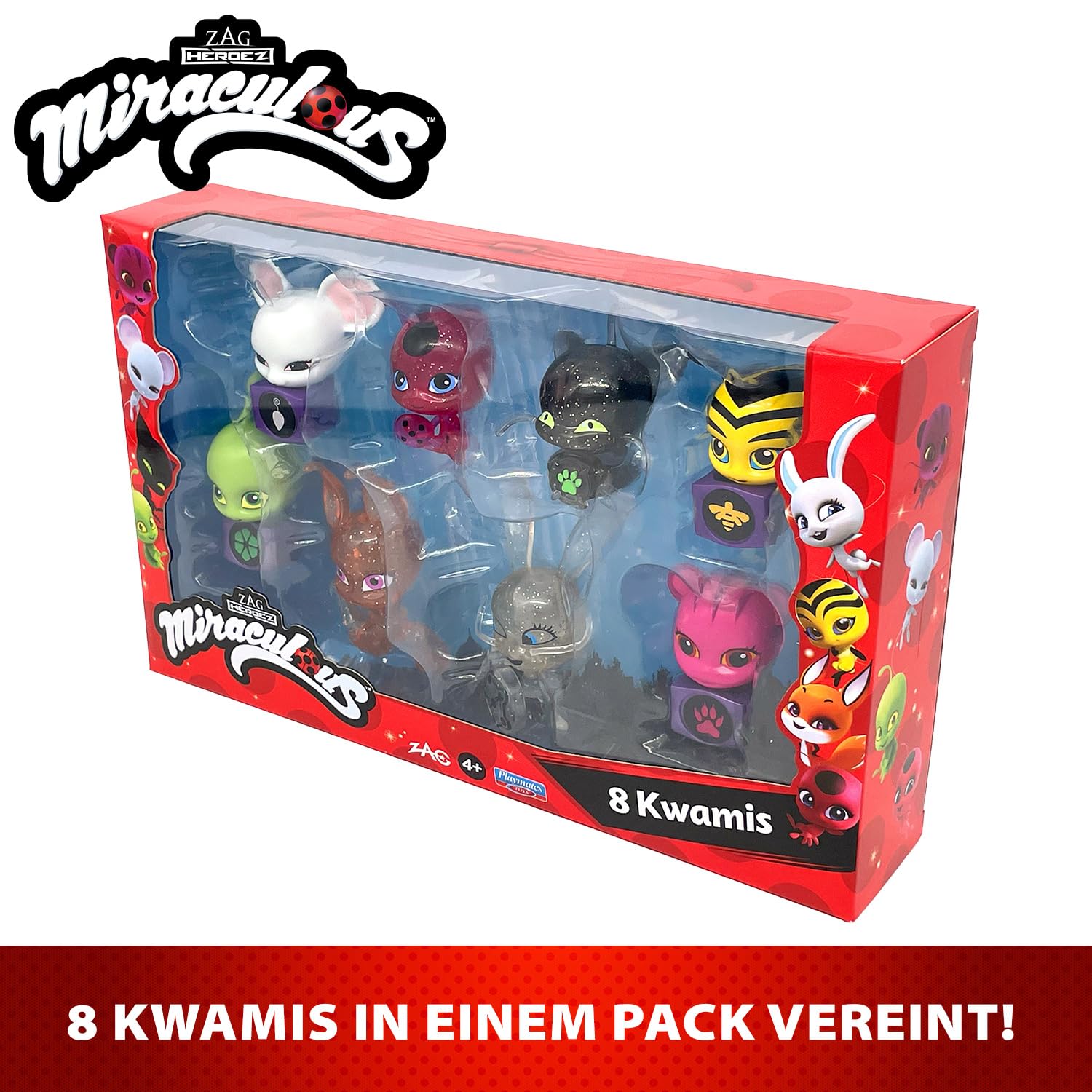 BANDAI - Miraculous - Pack mit 8 Kwamis – Mini-Figuren Sammlung - Spiel Schatulle Set mit 8 Kwamis - Kleine süße Miraculous Ladybug Figuren - Spielzeug ab 4 Jahren - P50532