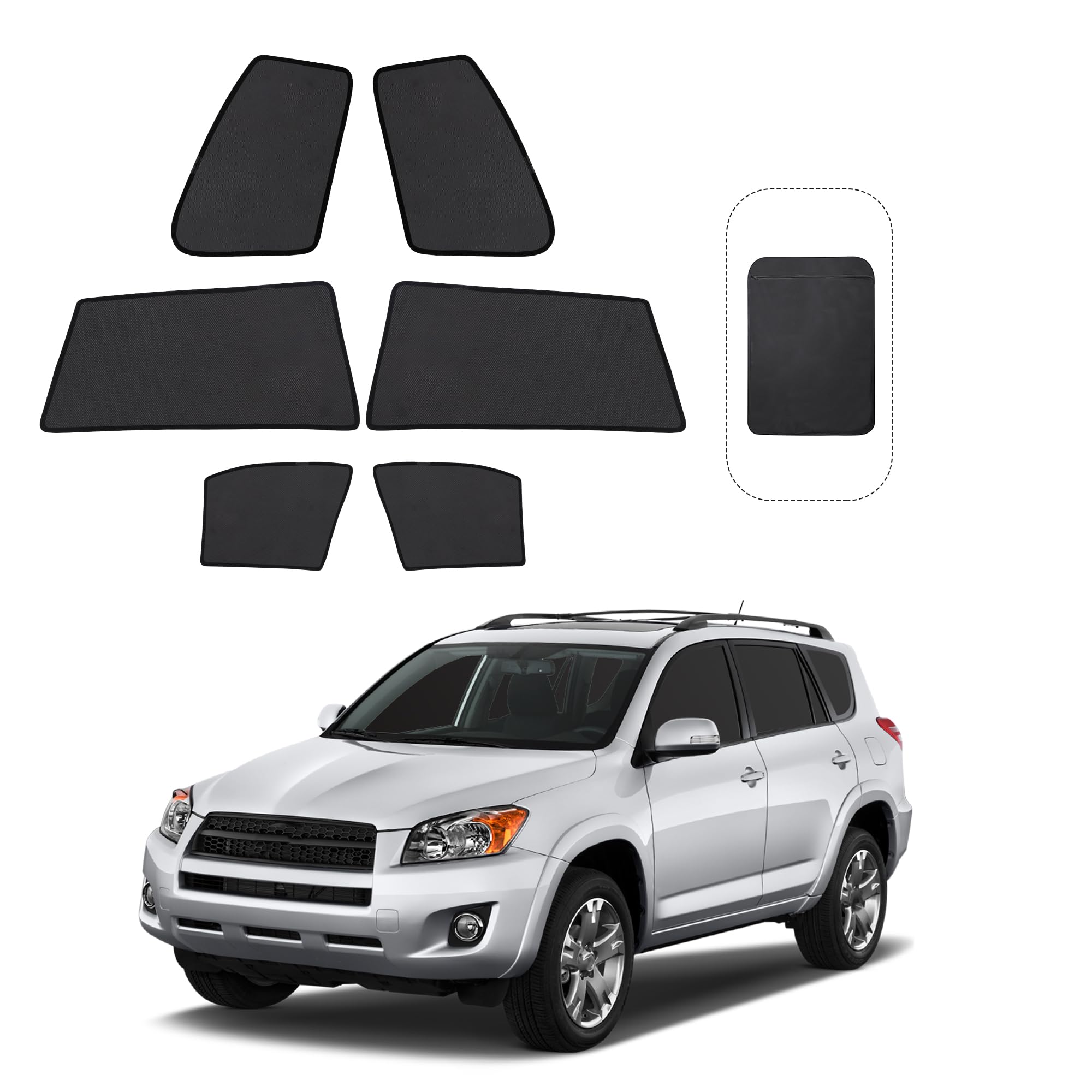 Photo 1 of Fannyc Front Side Half Window Shade Foldable Custom Fit for Toyota RAV4 2006-2012 Car Window Shades for Side Window Sun Shade UV Protection Heat Insulation for Camping Sleeping 6PCS
