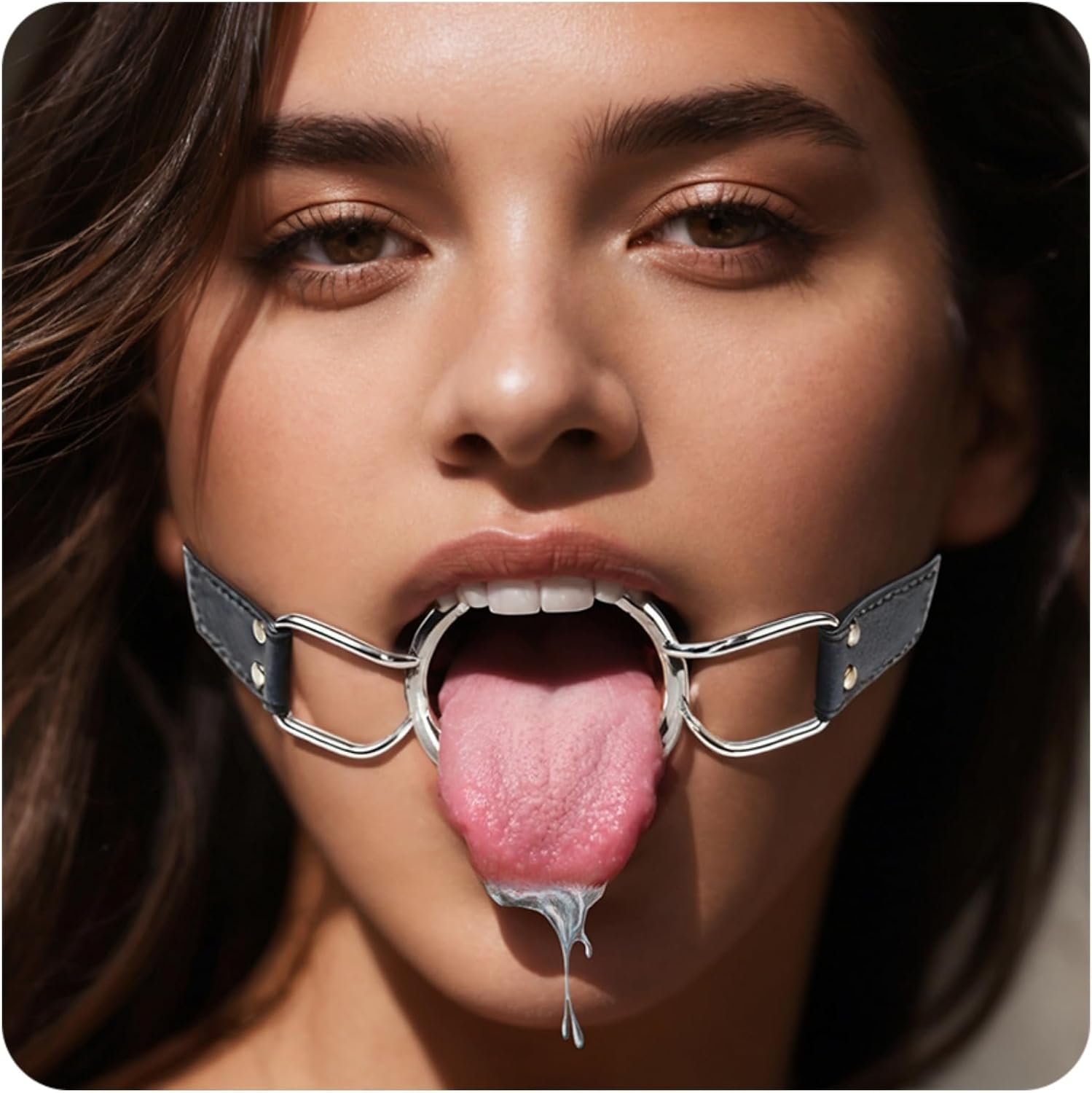 Open Mouth O-Ring Gag with Adjustable Leather Strap,Sex Mouth Plug,BDSM Fetish Restraints Bondage Gags &Muzzles Sex Toys for Couples