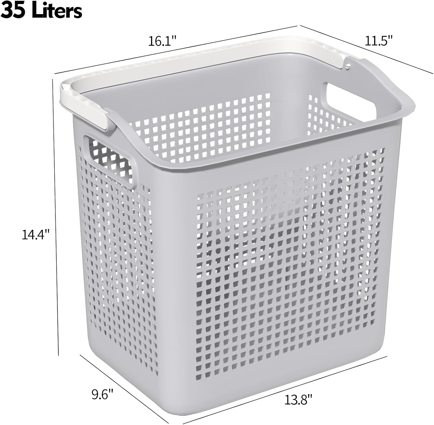35 L Plastic Laundry Basket with Handle, 4 Pack Gray Clothes Hampers