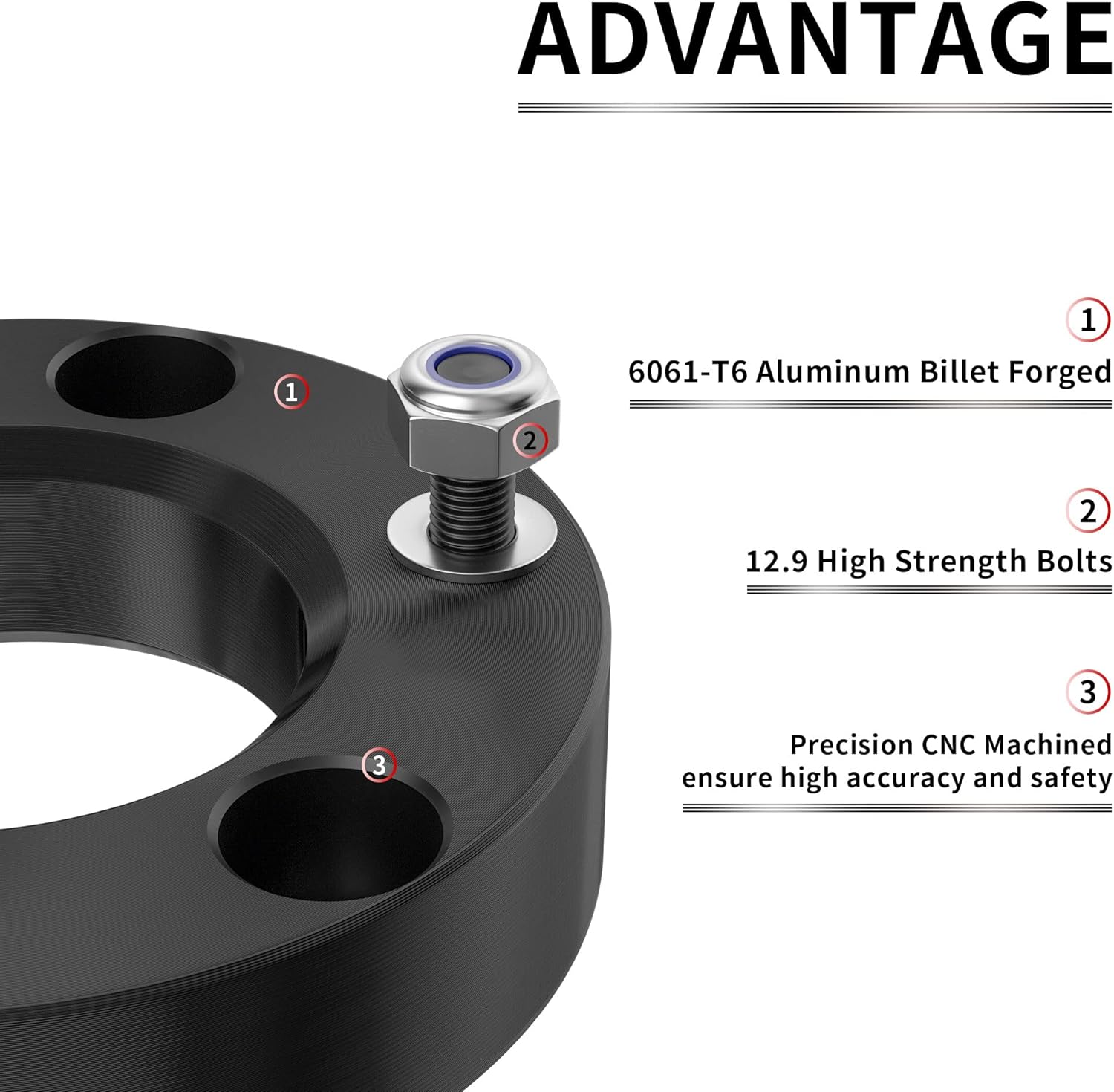 Richeer 2" Front Leveling Lift Kit Compatible with 2007-2026 Silverado 1500 2WD/4WD, Leveling Lift Kit for 2007-2026 Sierra 1500 2WD/4WD, Forged Front Strut Spacers Raise the Front of Vehicle by 2"