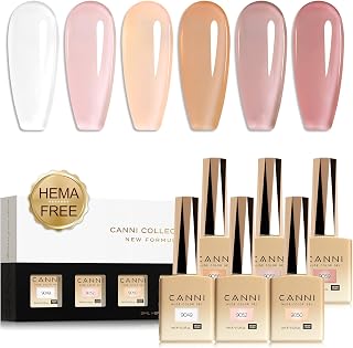 CANNI Jelly Gel Nail Polish Set – 6 Colors 9ML Sheer Milky White & Nude Pink Translucent Soak Off UV LED Nail Gel for French Manicure, DIY Nail Art at Home or Salon