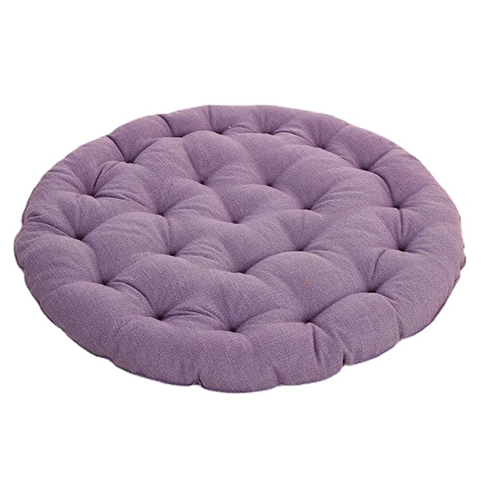 Large Floor Cushions,Round Linen Futon Pillows Japanese style Tufted Floor Pillows Meditation Cushions for Seating on Floor Windows Pad for Yoga Sofa Balcony (Purple,40x40x6cm)