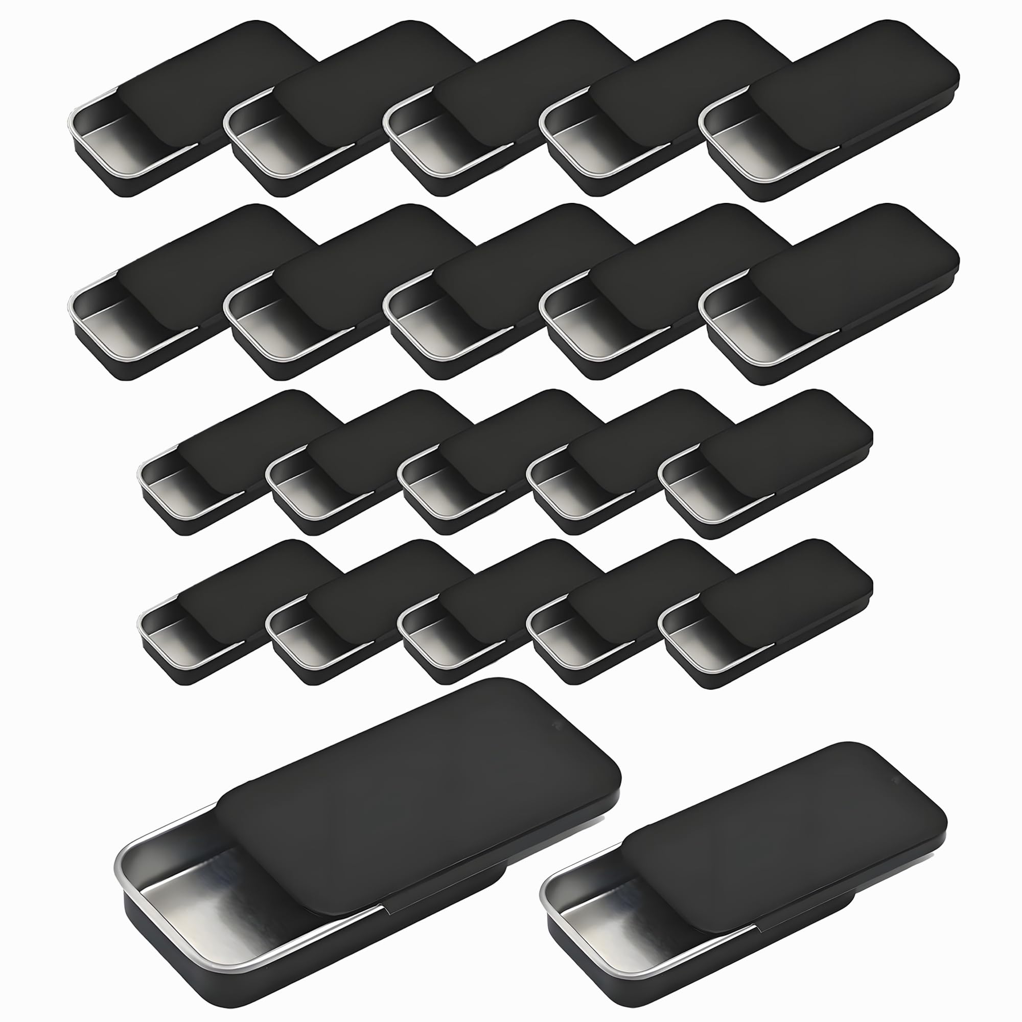 DIY Alcohol Push-Pull Box Small Metal Box With Slider Lid-20 Pcs Cookie Tins Metal Tins With Lids Lens Wipes Storage Black Portable Empty Hinged Tin For Organize Jewelry,Craft,Bird Training Insect