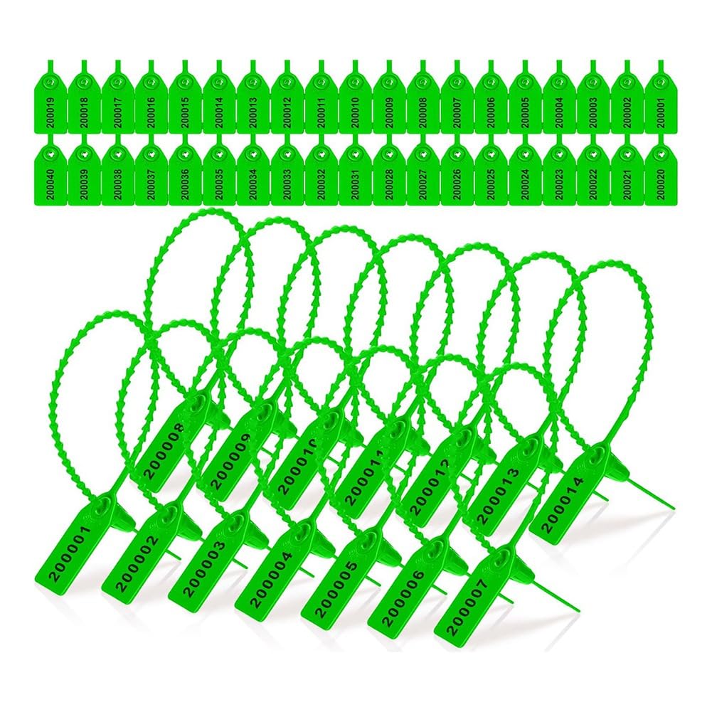 Grimmstr Plastic Tamper Seal Label Seal Security Number Zipper Collar 250mm Length 2000Piece Green