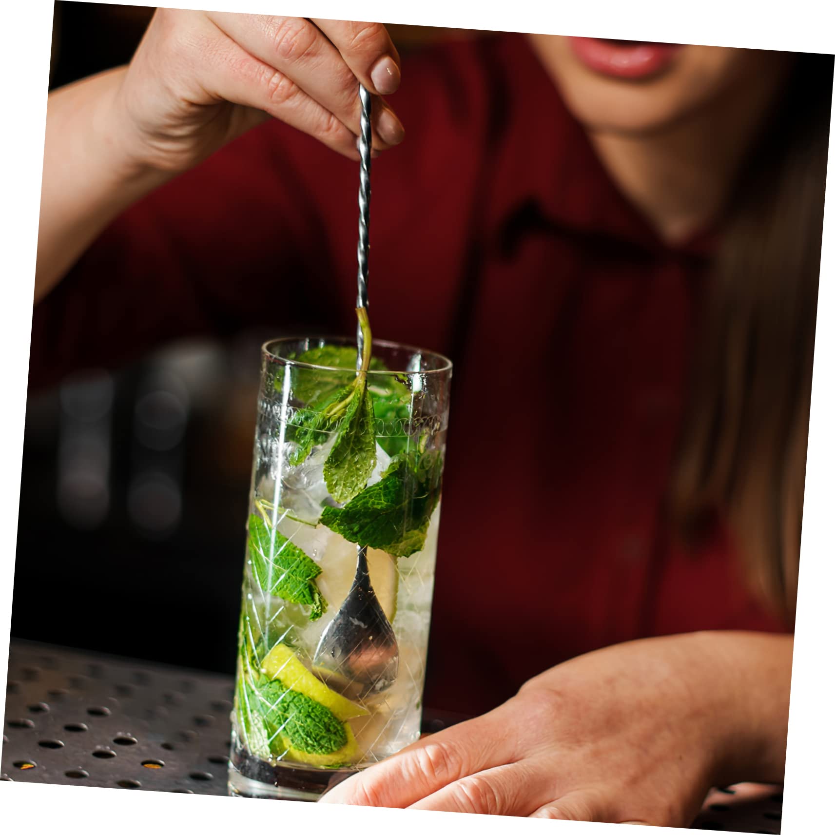 Set di 6 Bar Spoon Lunghi in Acciaio Inossidabile Argento | Mixing Wine , Leggeri e Facili da Usare, Accessori da Bar per Cocktail e Aperitivi