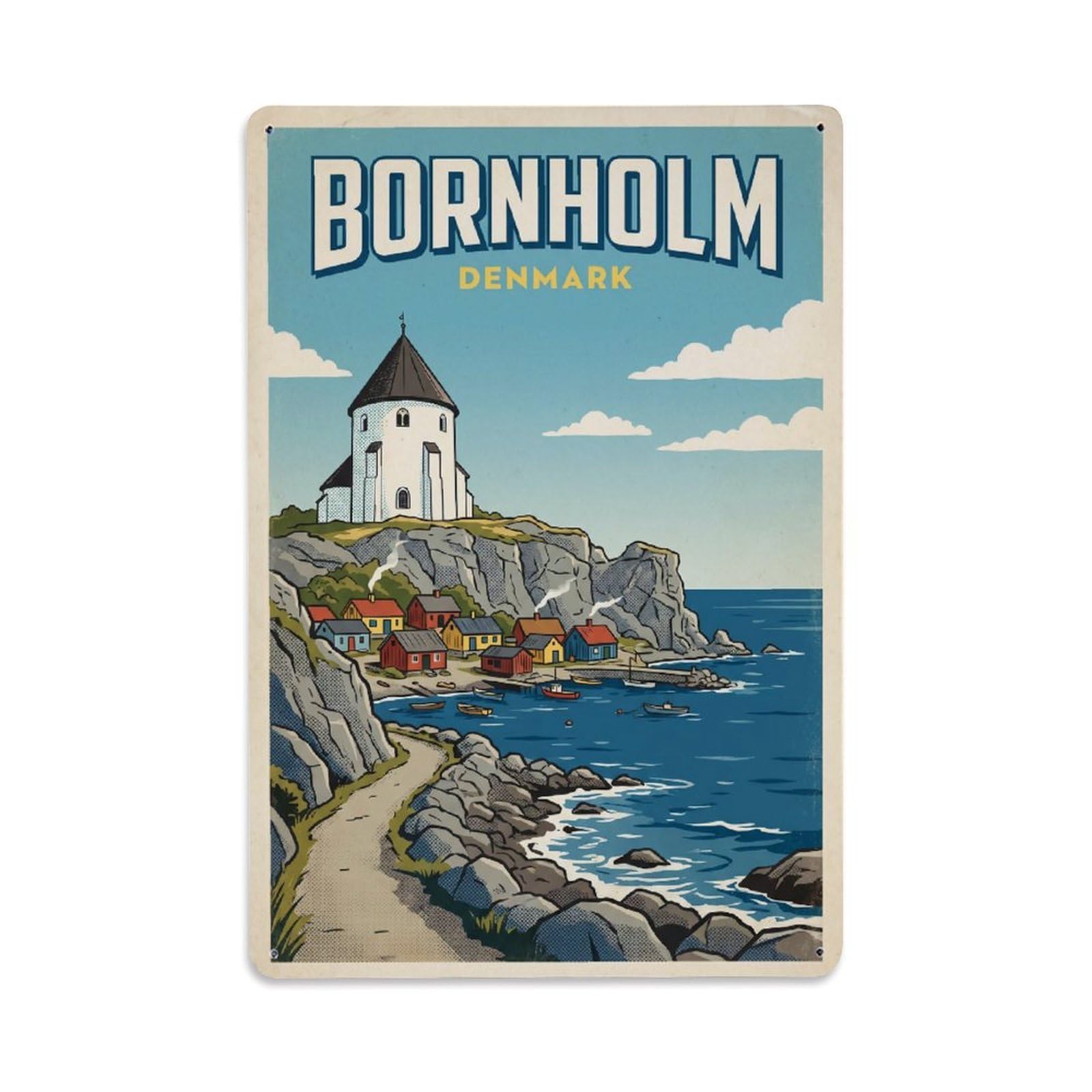 Retro Travel Denmark Bornholm Metal Tin Sign