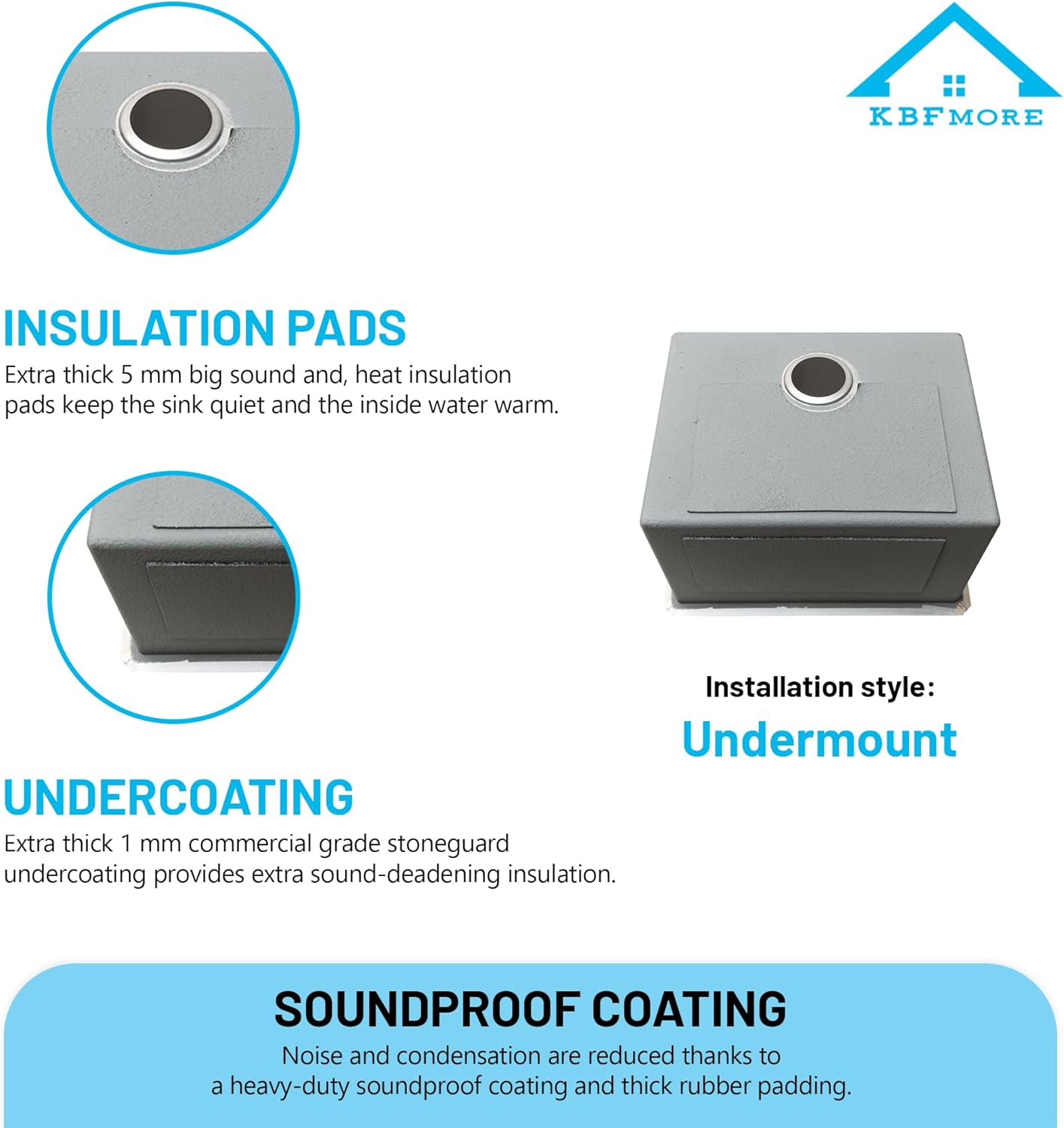 KBFmore 23 Inch Undermount Scratch and Soundproof Stainless Steel High Capacity Single Bowl Laundry Utility Sink with 12 Inch Depth and a Sink Strainer with Removable Garbage Basket
