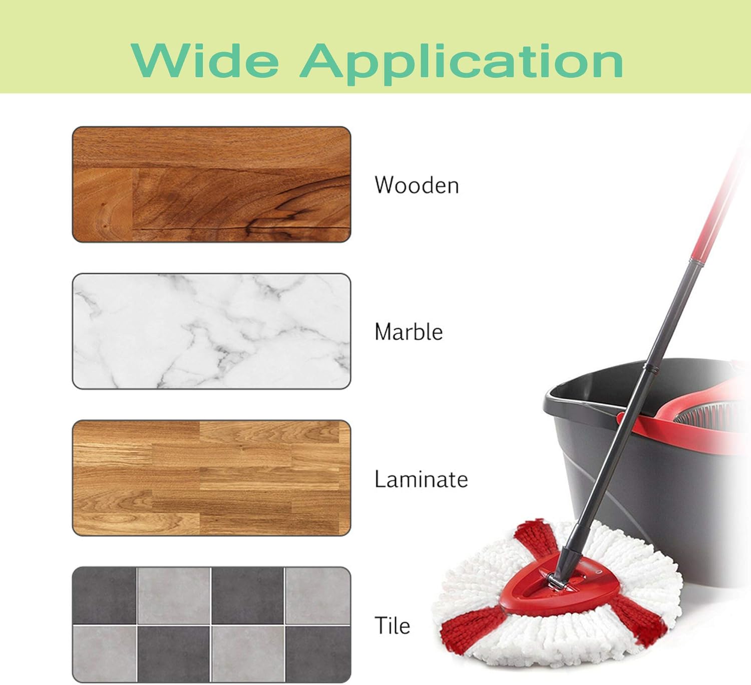 Mop Head Replacement 2 Pack Compatible with Spin Mop Power Refill Easy Cleaning Microfiber Mop Heads Replacement : Health & Household