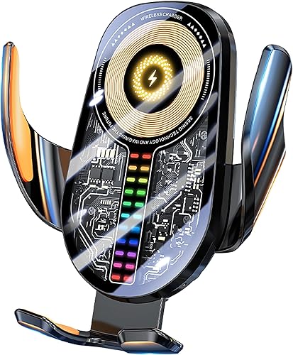 Soporte inalámbrico para teléfono de automóvil de 15 W, sujeción de detección automática de 3 ejes, rotación de 360, soporte de teléfono de carga