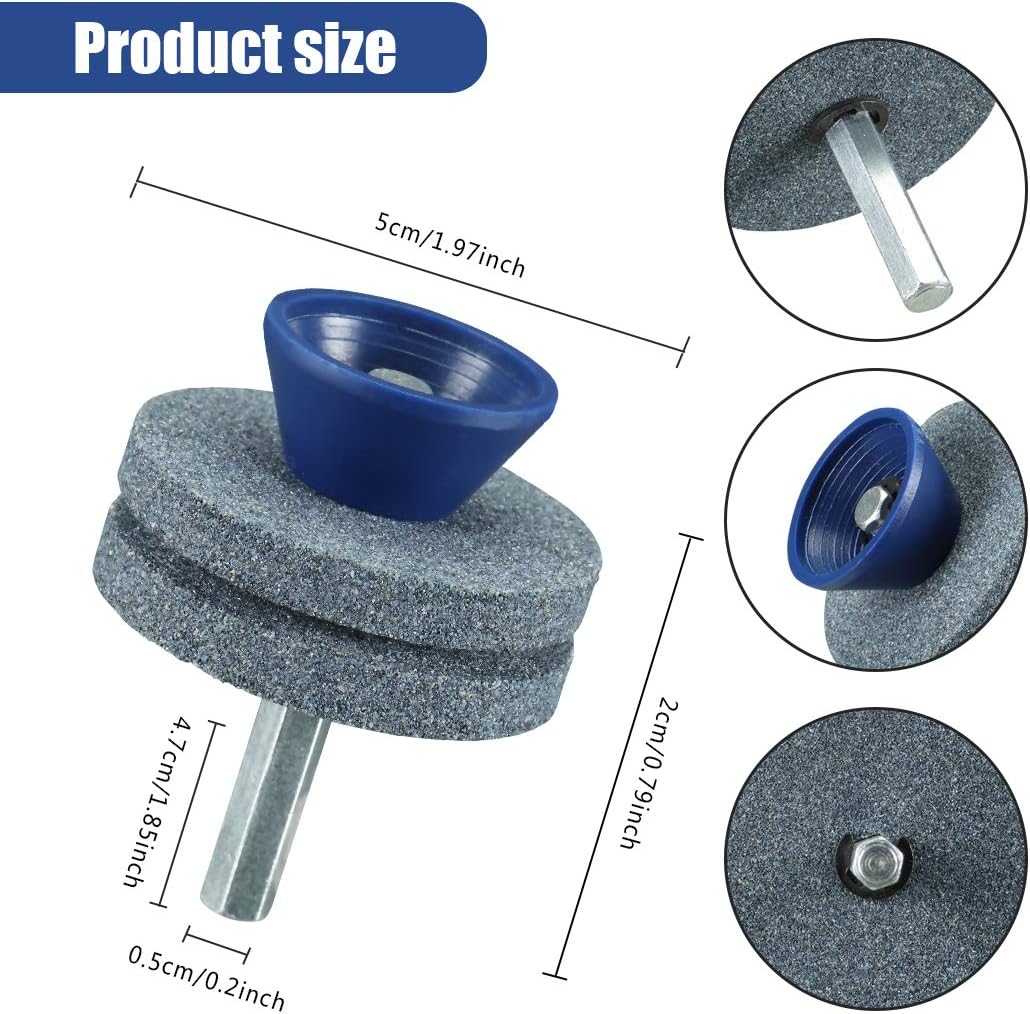 【2021 New】 Universal Wear Resistant Lawn Mower Blade Sharpener, Quality Double Layer Corundum Lawn Mower Blade Sharpener for Any Power Drill Hand Drill, Double-Layer Grindstone Not Easy Damage-(Gray)