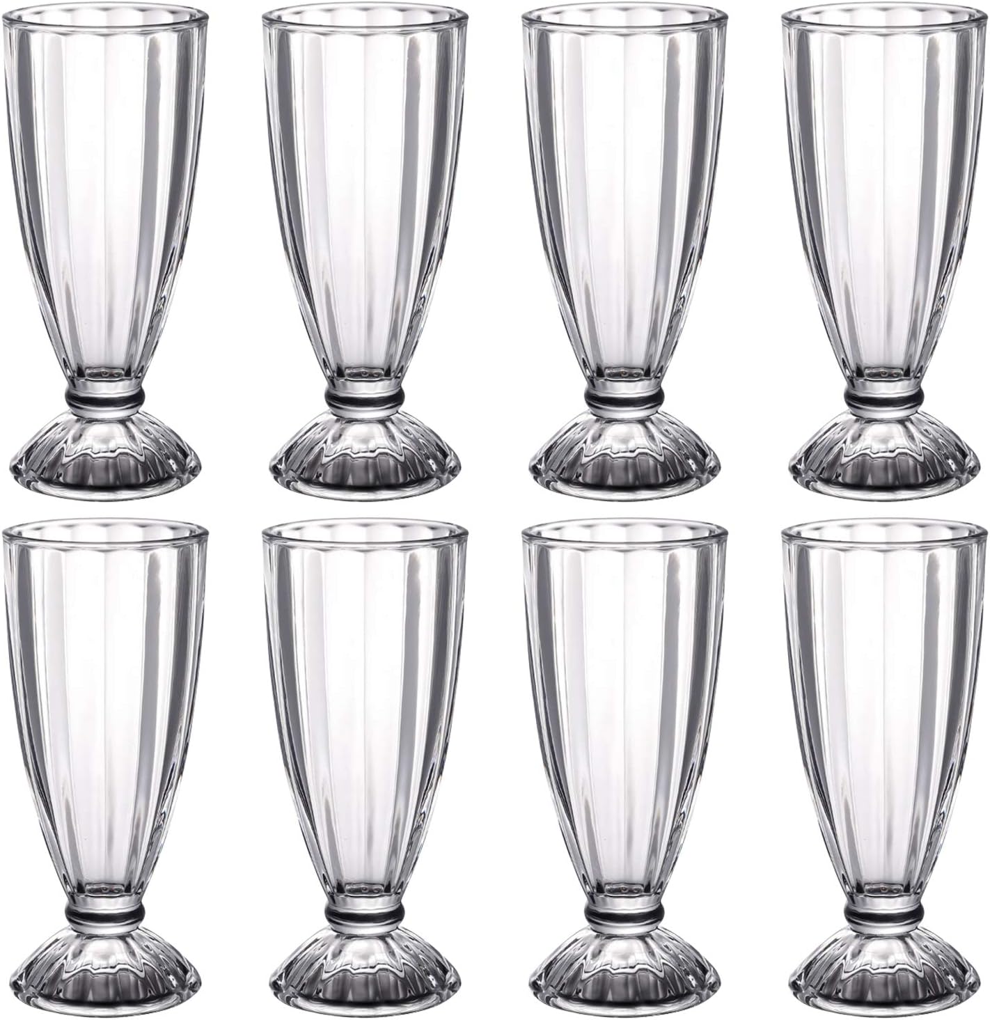 Encheng 10oz Clear Glass Mugs, 8 Pack, Modern, BPA Free, Reusable, Cylindrical, 7.1x2.95 Inches, 10 Fluid Ounces, Ideal for Hot & Cold Drinks, Cocktail Parties, Home Use