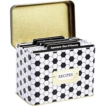C.R. Gibson Recipe Card and Box Set - Vintage Style Tin Recipe Box with 40 Cards and 12 Dividers, 4.2" x 6.6", Honeycomb Hive