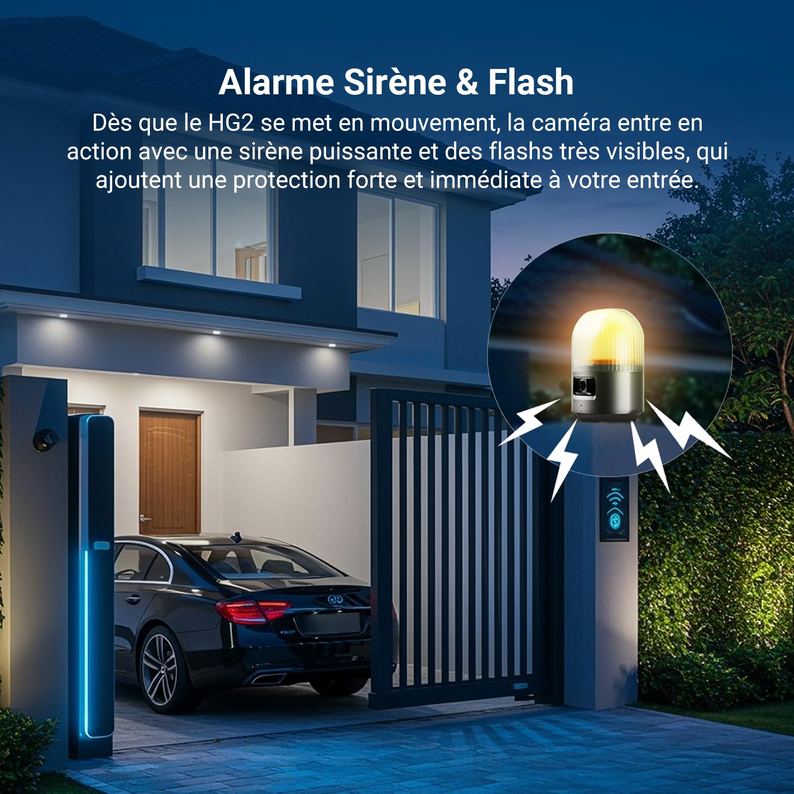 EZVIZ Moteur Portail Coulissant 600 kg,Ouvre Portail Auto HG2 600 Pro | Vantaux Max 8m, Caméra 2K d'Alarme,Détection d'Obstacles,Batterie de Secours,Télécommandes&Contrôle APP, Facile à Installer