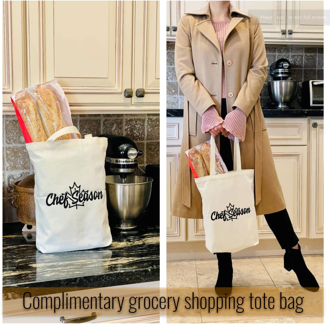 ChefSeason Professional 12.6" Flat Bottom Carbon Steel Wok Pan with Wooden Handle, 100% Coating-Free, Pre-Seasoned, Fits Gas, electric and induction Cooktop. Free Shopping Tote Bag: Home & Kitchen