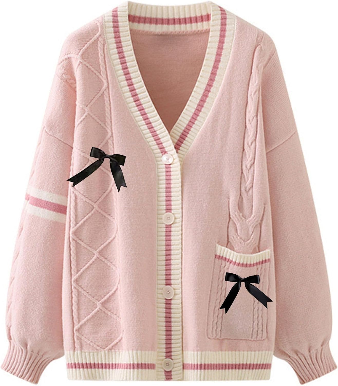 Xunger Women’s Kawaii Cardigan JK School Uniform Sweater Cute Long Sleeve Button Up Clothes With Pockets
