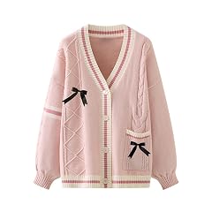 Xunger Womens Kawaii Cardigan JK School Uniform Sweater Cute Long Sleeve Button Up Clothes with Pockets