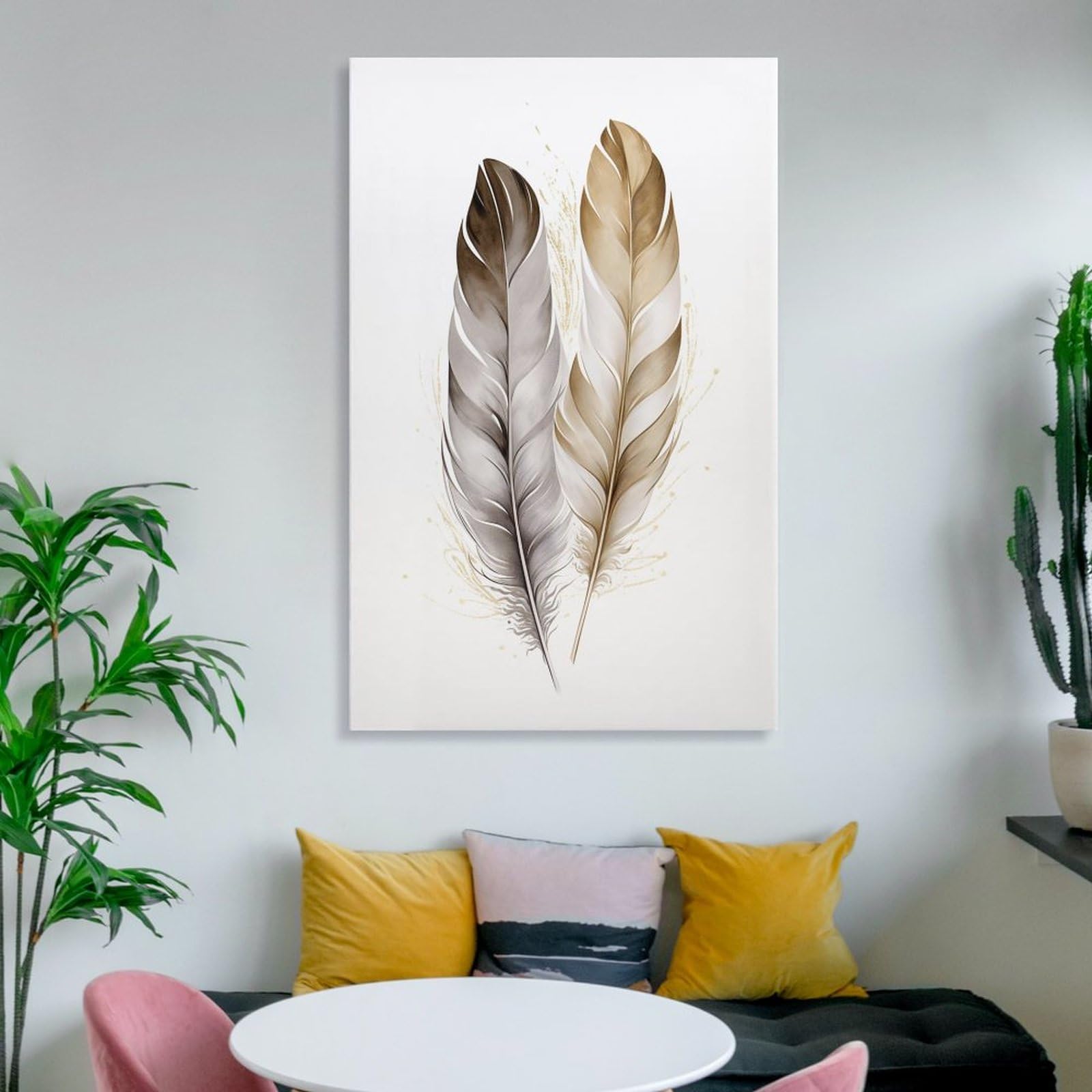 WTTTTW Decorazione Artistica da Parete con Uccelli Volanti di Piume, Scultura Moderna da Appendere a Mano, Decorazione da Parete per Soggiorno, Camera