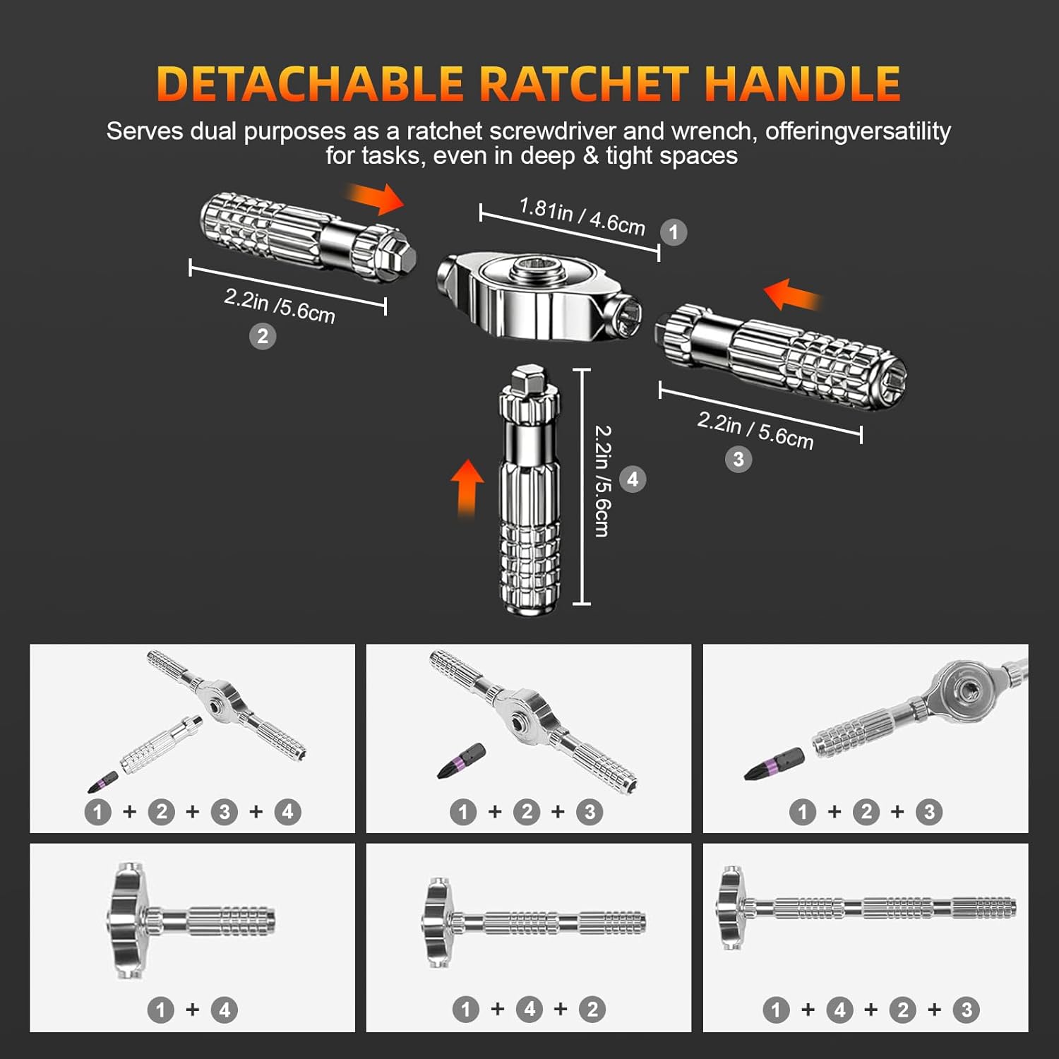 40-In-1 ​Magnetic Screwdriver Set​ with Detachable ​T Handle Ratchet Screwdriver, Portable ​Ratchet Screwdriver Set​ for DIY, Furniture, Computer, Bicycle,S2 Alloy Steel Repair Tool Kit