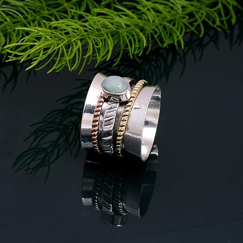 Miniatura 23 de Veracity Jewelry Sterling Silver Fidget Ring Spinner Ring Anxiety Relieving Rings For Unisex Meditation Thumb Worry Healing Birthday Promise Band
