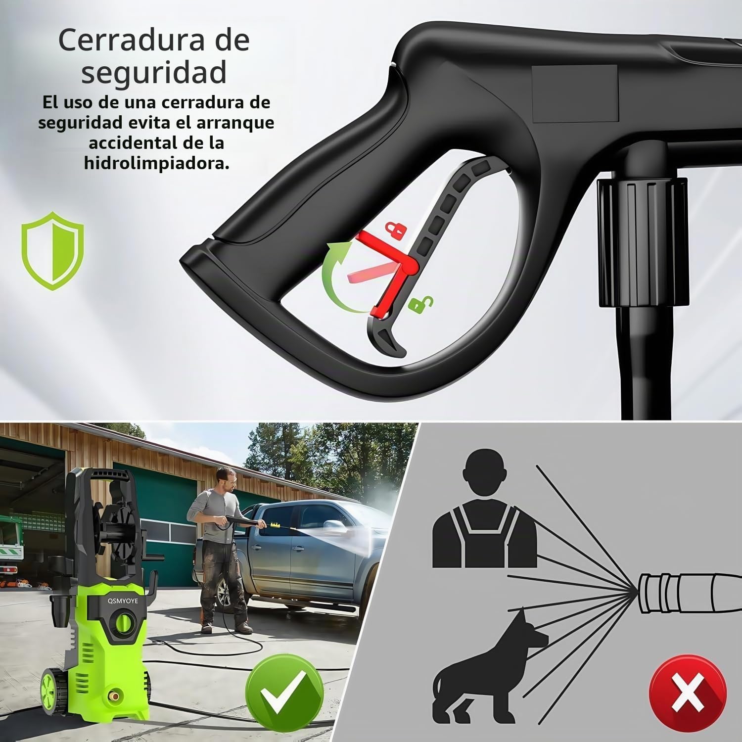 Hidrolimpiadora de Alta Presion, 2200W 150Bar Presión de Trabajo, Caudal 540L/H con Boquilla Ajustable, Hidrolimpiadora Profesional para Coches, Vallas, Patios | Manguera de 10 m Incluida