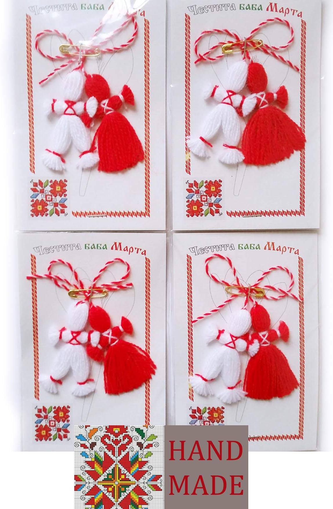 Set 4 x Bulgarian Martenitsa martenica spring gift Pijo & Penda