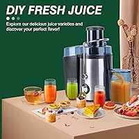 Vista 4 de Máquina exprimidora, extractor de exprimidor centrífugo de 1000 W con boca ancha de 2.6 pulgadas para frutas y verduras enteras, exprimidor