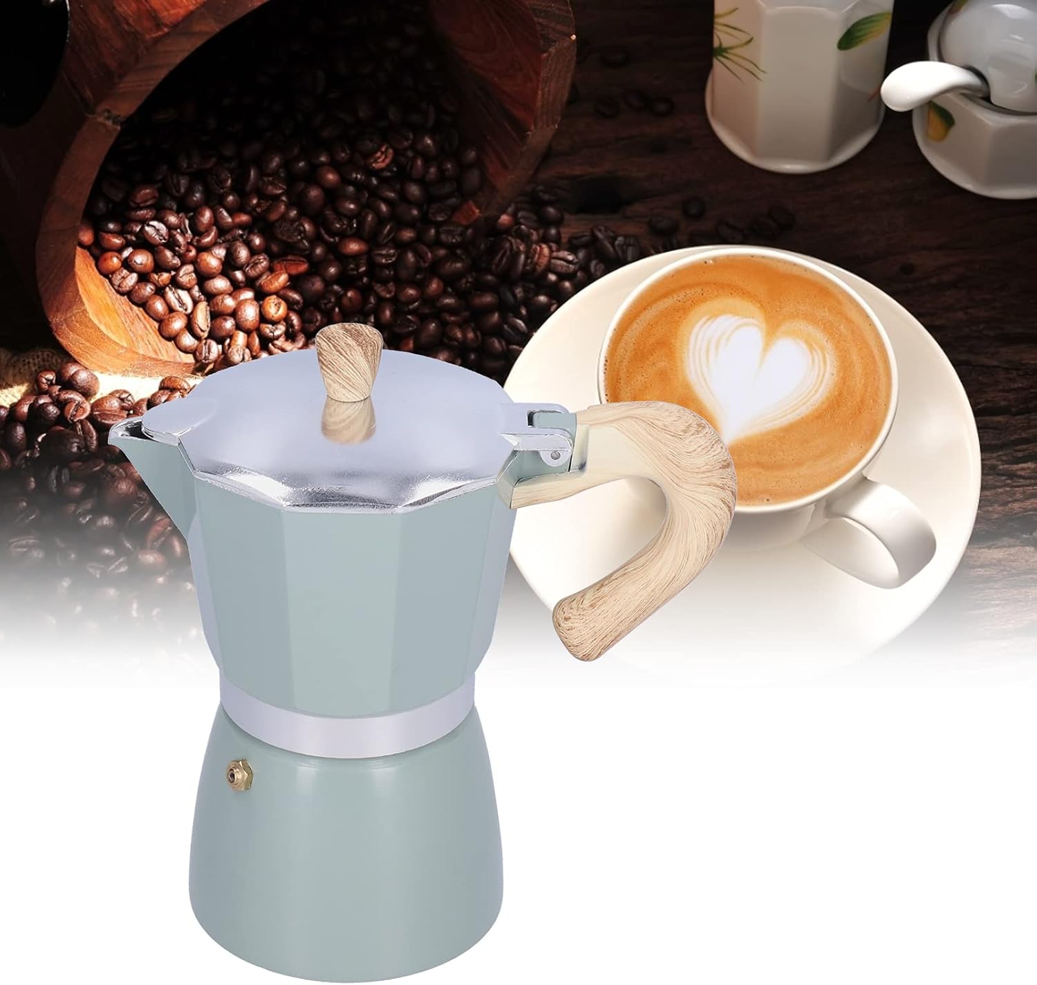 Coffee Pot, Coffee Maker Easy To Remove Rapid Heating for Office for Coffee(Lake Teal)