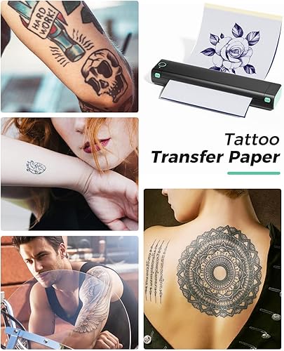 Miniatura 59 de Phomemo M08F - Impresora de plantillas de tatuaje, impresora térmica inalámbrica de tatuaje con 10 piezas de papel de transferencia, compatible