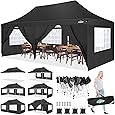 COBIZI 10x20 Canopy, Pop Up Canopy 10x20, Outdoor Wedding Party Tent, Commercial Tent, Waterproof Canopy Tent with 6 Sidewalls, All Season Outdoor Gazebos for Parties with Carry Bag, Event, Black
